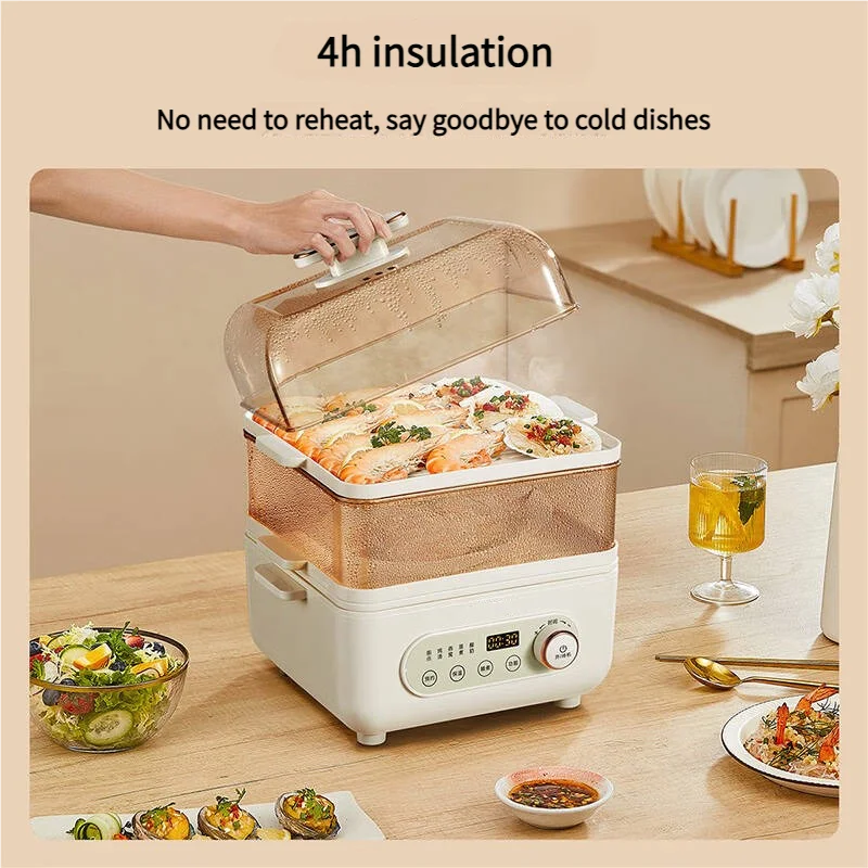 2025 Large-Capacity Electric Food Steamer All-in-One Breakfast Machine Multi-Functional Timers Plastic Housing for Household Use