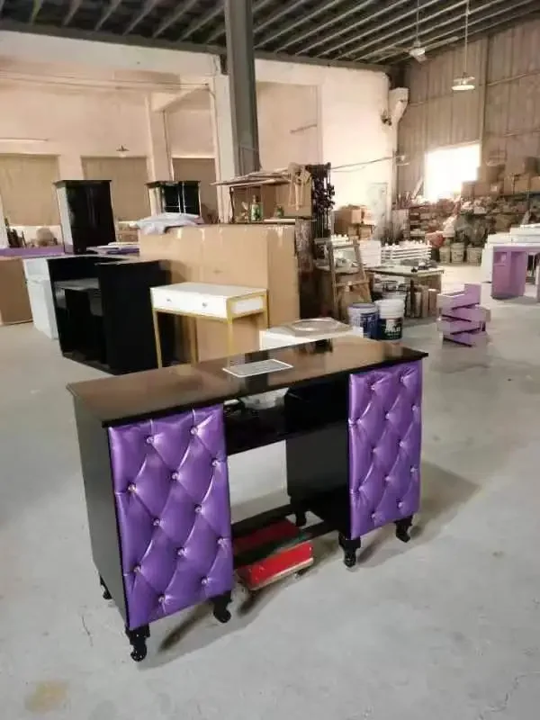 

zz Purple Nail Care Manicure Table Set Bar Desk with Dust Collector Dining Application