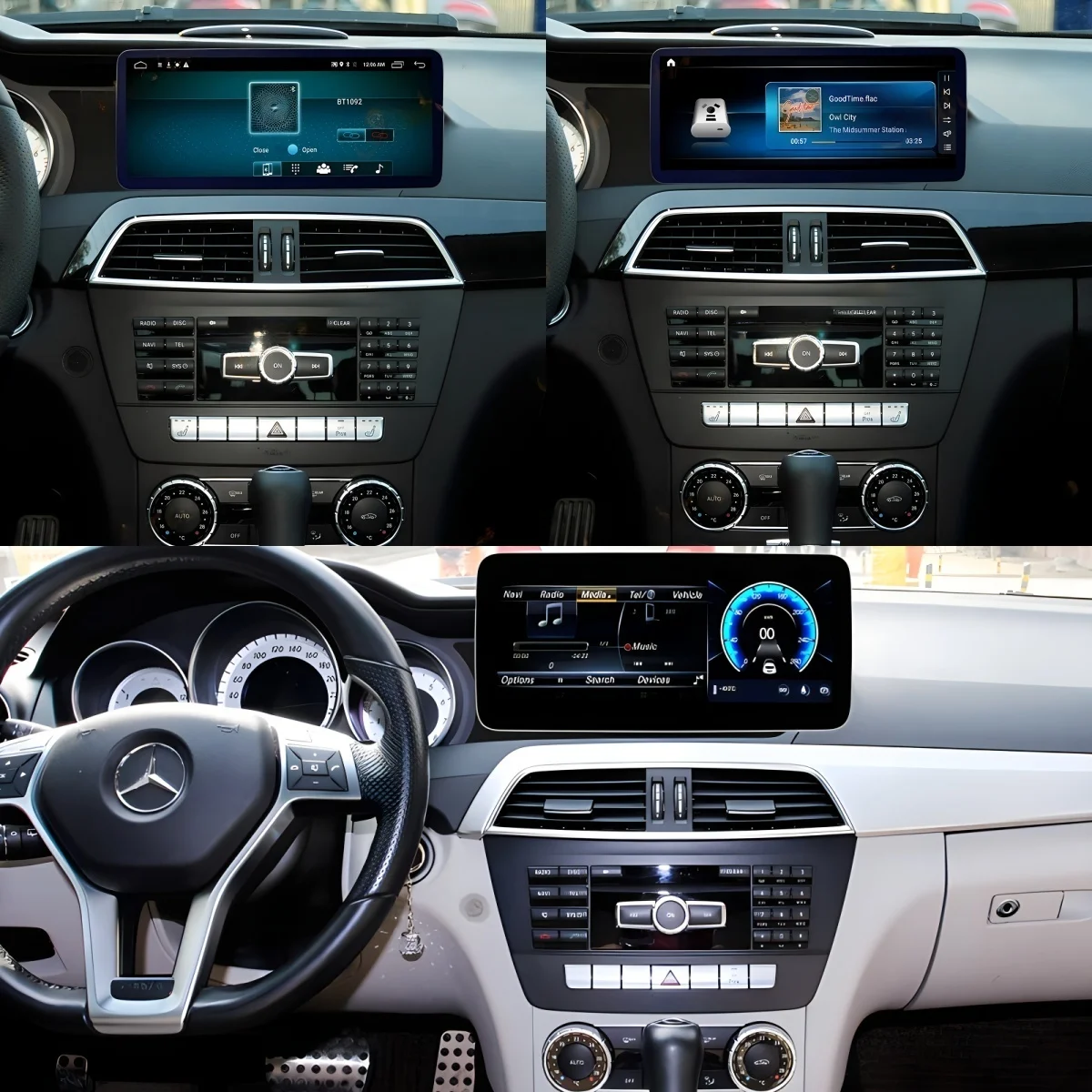 N 12.3 inch Android 14 QLED Screen Car Radio For Mercedes Benz C Class 2011-2014 CarPlay Multimedia Stereo Player GPS Head Unit