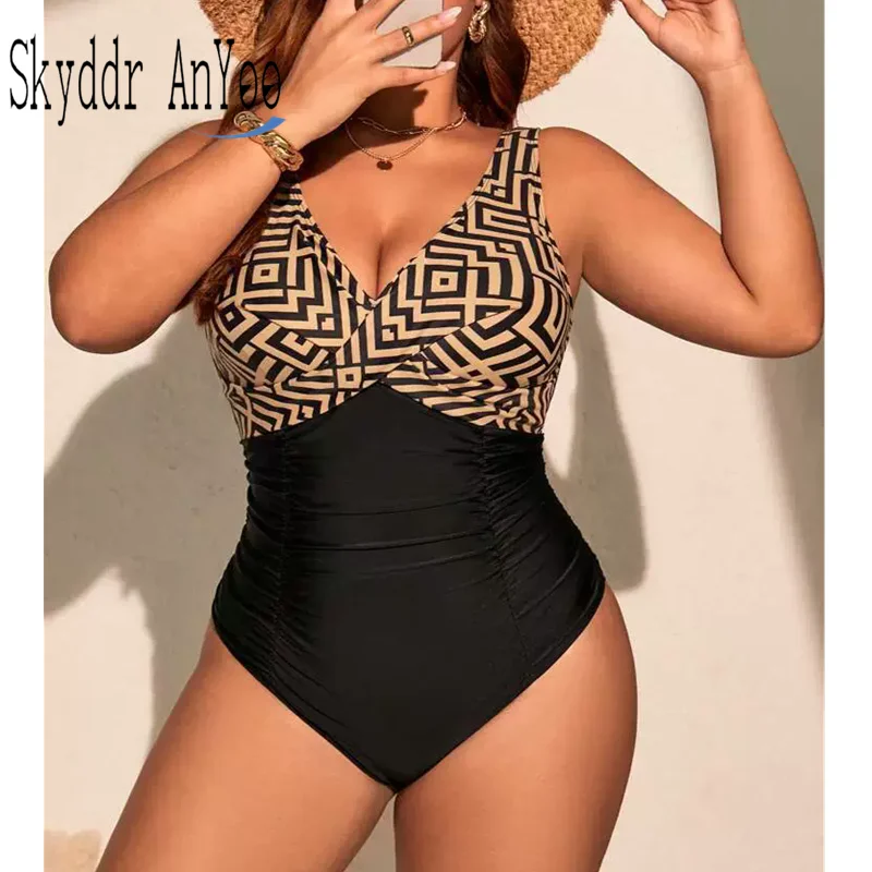 2025 Women's Swimwear Plus Size One Piece Swimsuit Printed Tummy Control Bathing Suits Backless Sexy Monokini