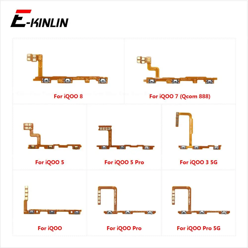 Switch Power ON OFF Key Mute Silent Volume Button Flex Cable For Vivo iQOO 8 7 5 Pro 3 5G Repair Parts