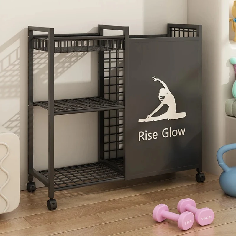 Mobile Fitness Cart with Wheels - Multi-Sport Organizer for Home Gym, Yoga Studio & Garage, Heavy-Duty Gear Rack