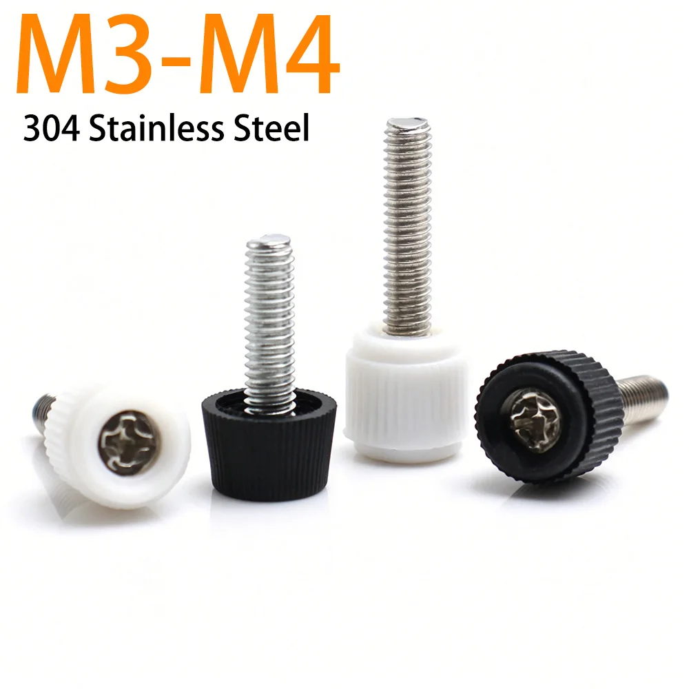 10 /30pcs Knurled Thumb Screws Phillips Drive Round Tapered Straight Plastic Hand Tighten Adjustment Bolts M3 M4 6-32