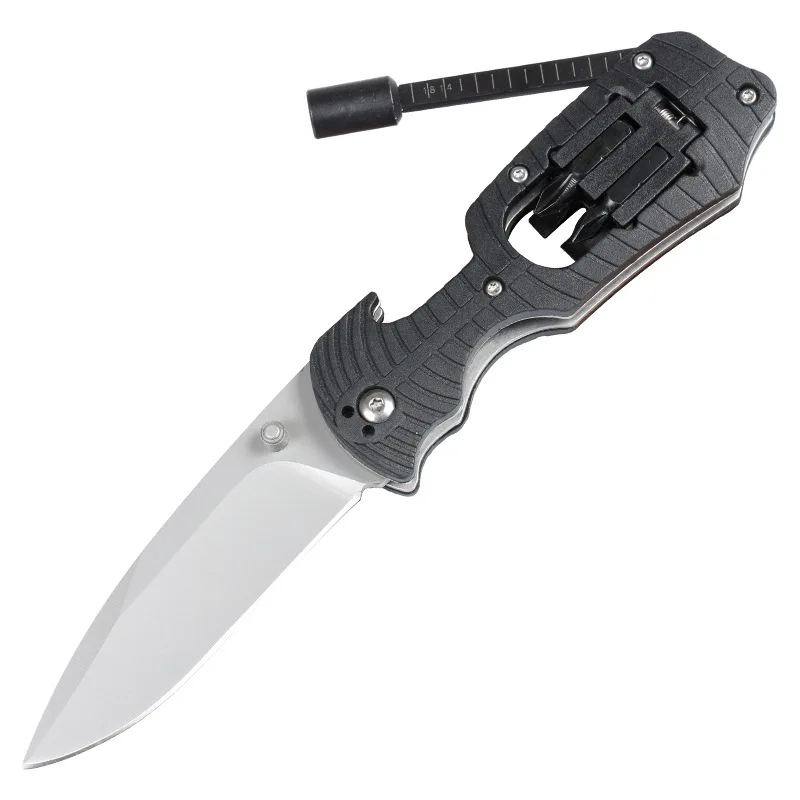 Cuchillo plegable pequeño de acero inoxidable para exteriores, herramienta multifuncional para acampar, senderismo, destornillador