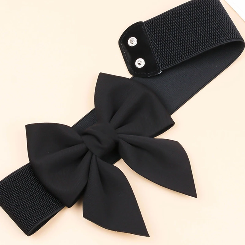 Y1UB Damesmode Elasticiteit Tailleband Strik Decor Riem All-match tailleband