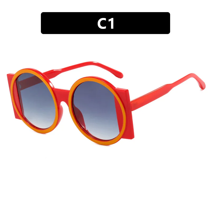 12120 Round Color Block Sunglasses Big Frame Fashion Sun Glasses UV Protection Shades free shippiing items for