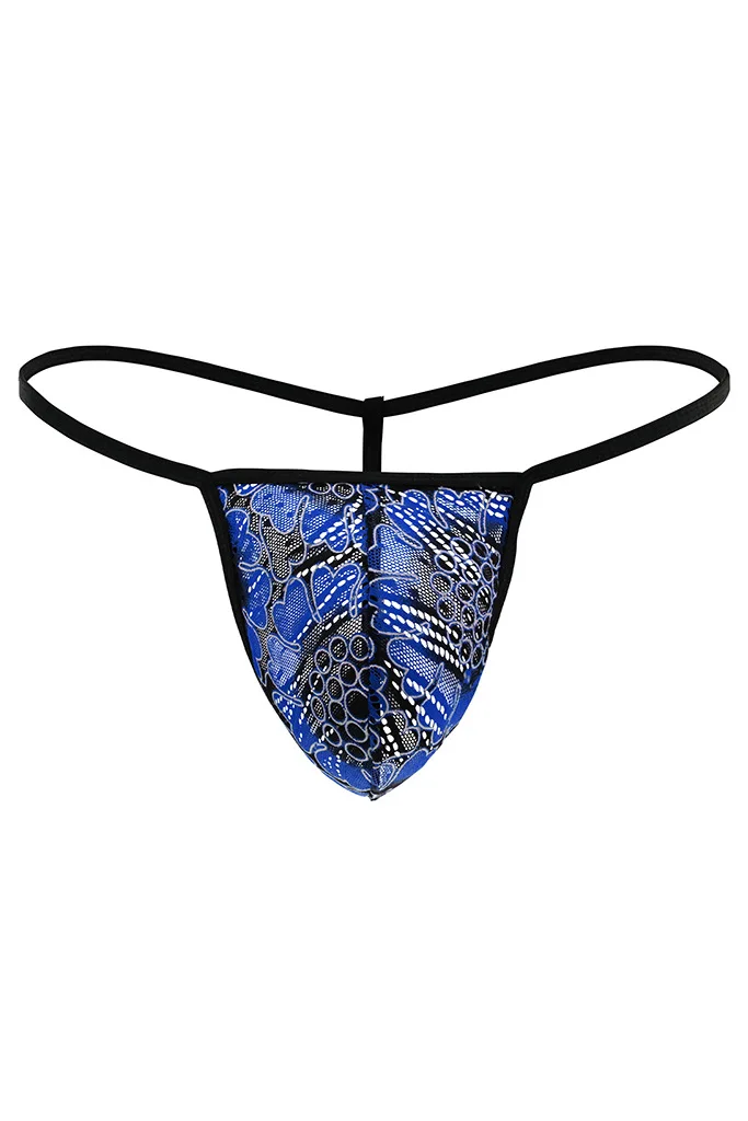 Męskie erotyczne stringi z tyłu geje seksowna niska talia U wypukła etui stringi Homme siatkowy haft oddychające otwarte pośladki kalesony