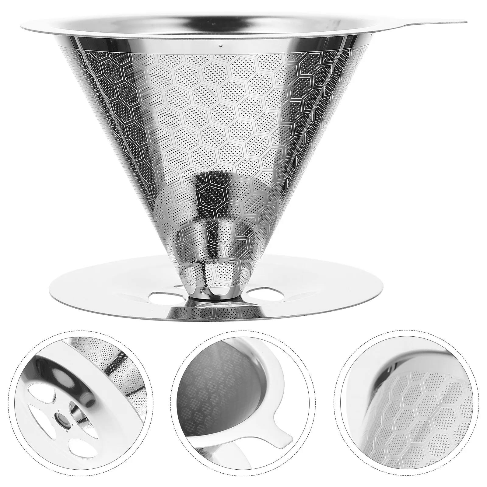 

Premium Stainless Steel Coffee Filter Funnel Reusable Coffee Dripper for Manual Fine Filtering Portable