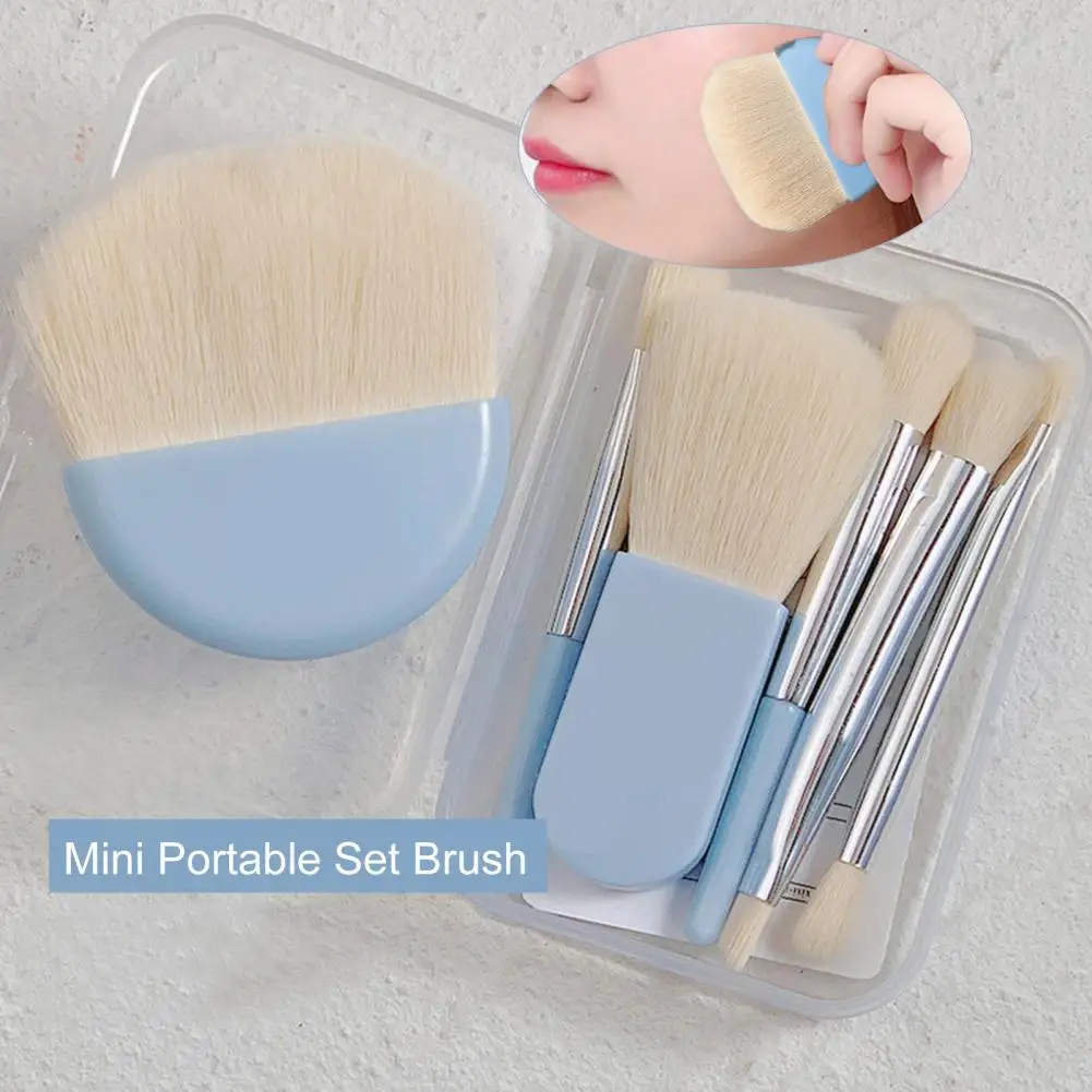 6Pcs/Set Makeup Brush Set Soft Bristle Reusable Makeup Blush Brush Powder Brush Set with Storage Box Travel Beauty Tool