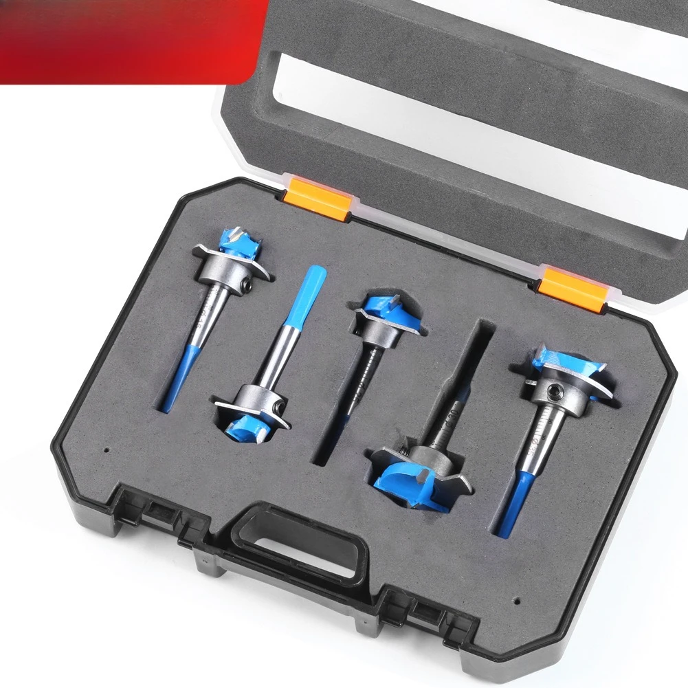 

Hexagonal Shank Positioning Woodworking Hole Opener Flat Wing Drill Adjustable Hinge Reamer 15-35 Plastic Box Set