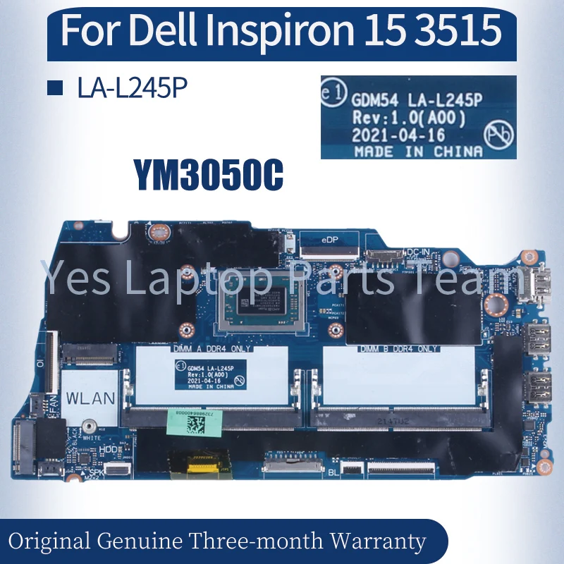 

For Dell Inspiron 15 3515 Laptop Mainboard LA-L245P 0GW26T 0PY51M 04D48M 04GWD8 0FX2N0 0HV3P9 R3 R5 R7 CPU Notebook Motherboard