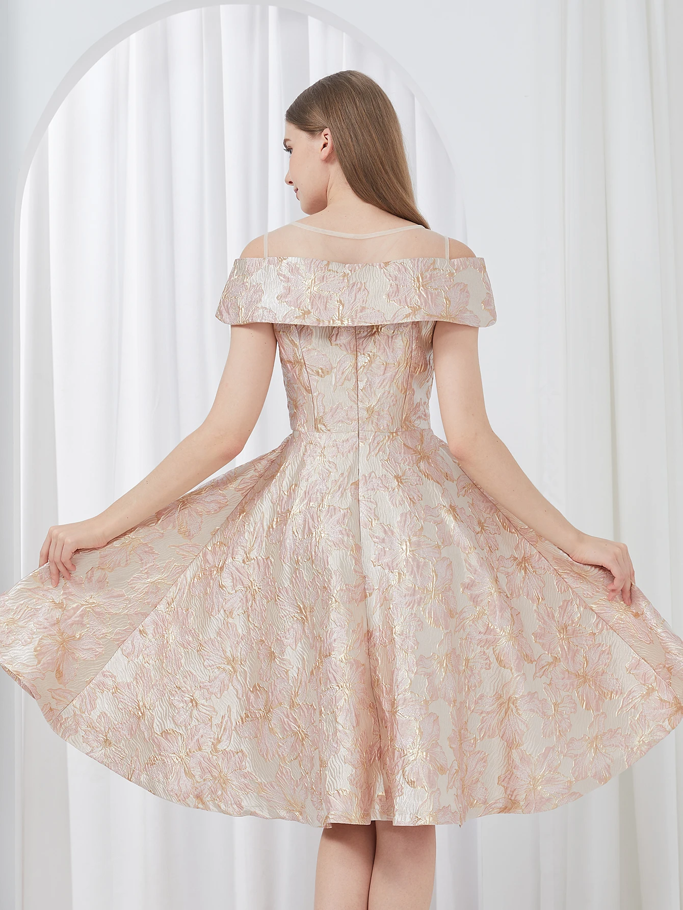 DEVCHATA, nuevo Vestido de noche corto de lujo para mujer, Vestido de fiesta bordado de retazos Jacquard, Vestido elegante de corte A, Vestido de baile Floral