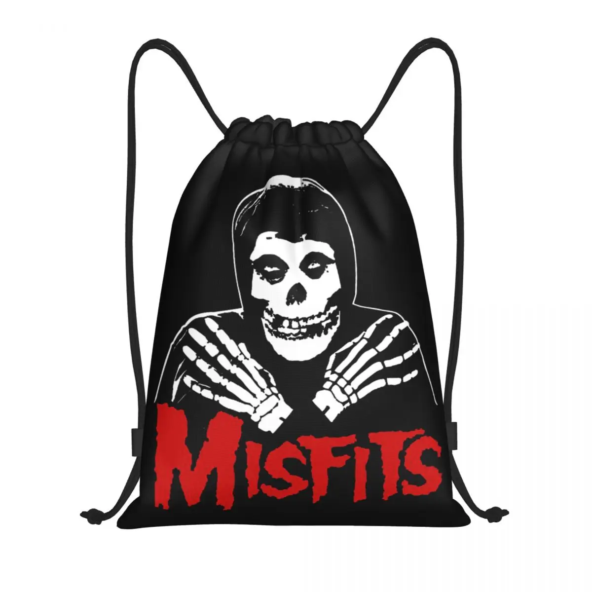 Horror Punk Rock Misfits Skull Drawstring Backpack Sports Gym Bag for Women Men Shopping Sackpack