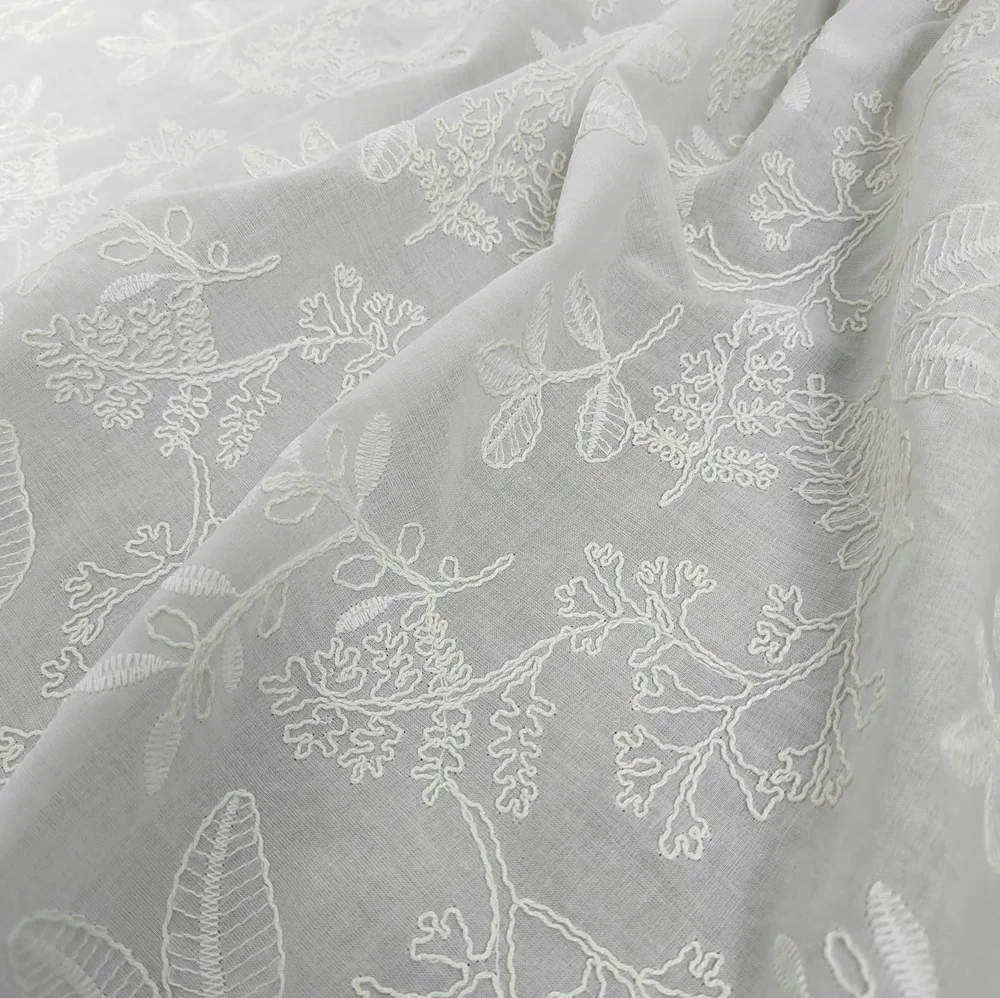 

New French 3D Floral Embroidered Cotton Fabric Fashion Designer Fabric