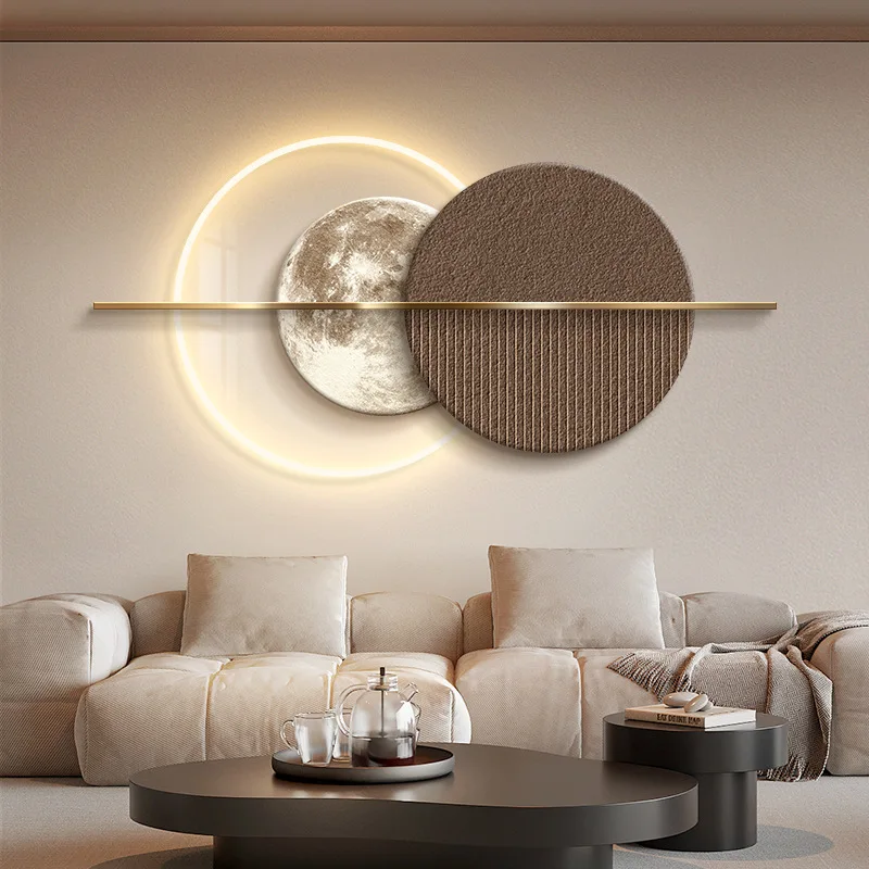 

Modern light luxury living room sofa background wall decorative painting crystal porcelain painting high-end bedroom bedside