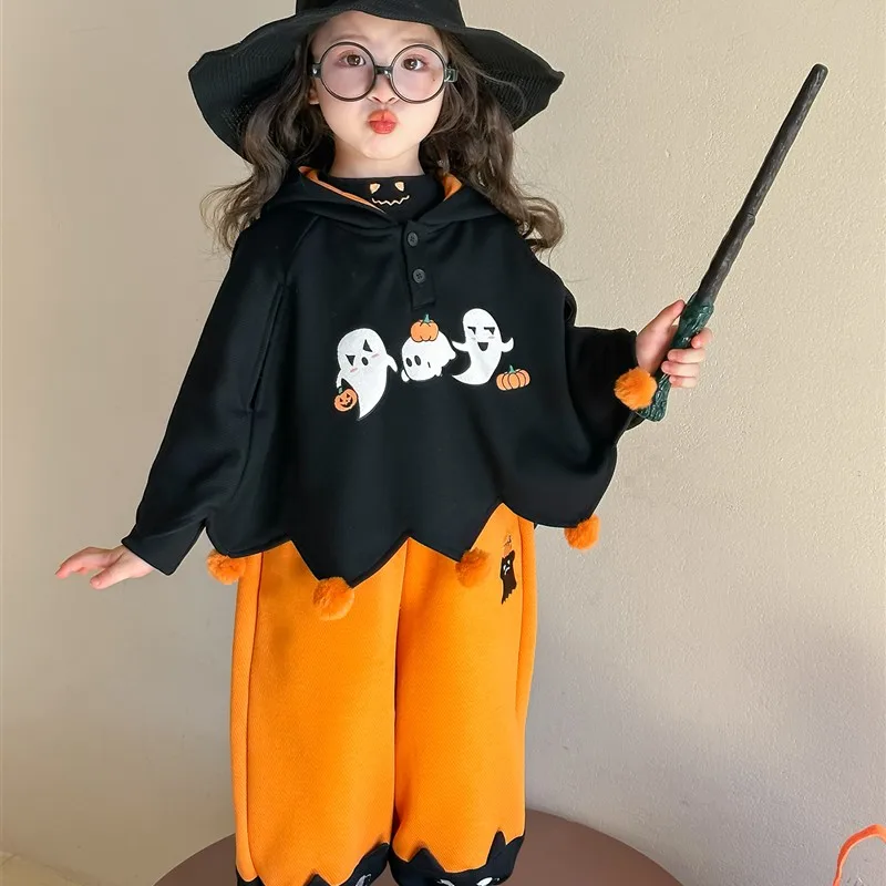 Kostum Halloween Anak-anak Set Cosplay Labu Pertunjukan Peran Pesta Ulang Tahun Pesta Dansa Pakaian Tee-piec...