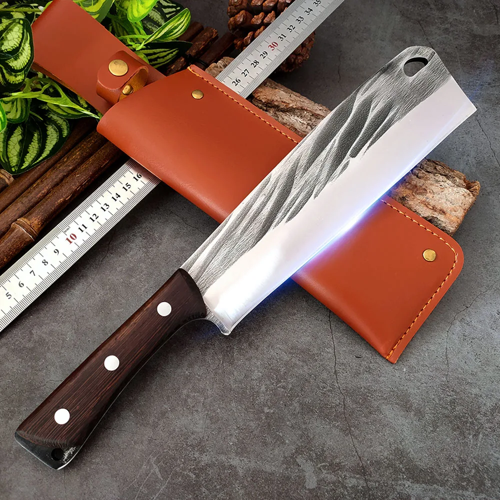 Forged High-carbon Clad Steel Knife Hard Blade Chopper Cattle Big Bone Cooking Utility Handmade Knife Meat And Poultry Tools