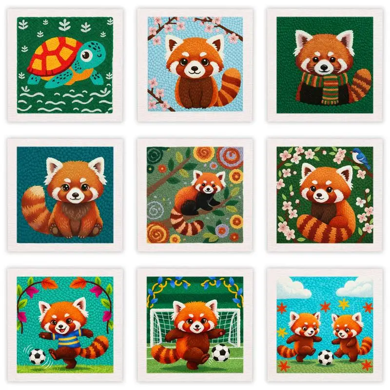 

RUOPOTY 25x25cm with frame Diy Needle Punch Kit Wall Decor Artwork Panda Cross Stitch Supplies Picture Art Projects For Adults