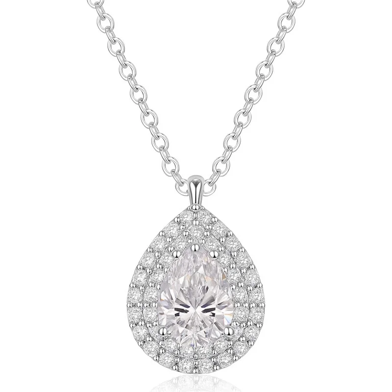 

ZFSILVER Fashion 925 Silver Trend Luxury Moissanite Classic Waterdrop Necklace Charm Women Accessories Party Jewelry Gift MP0045