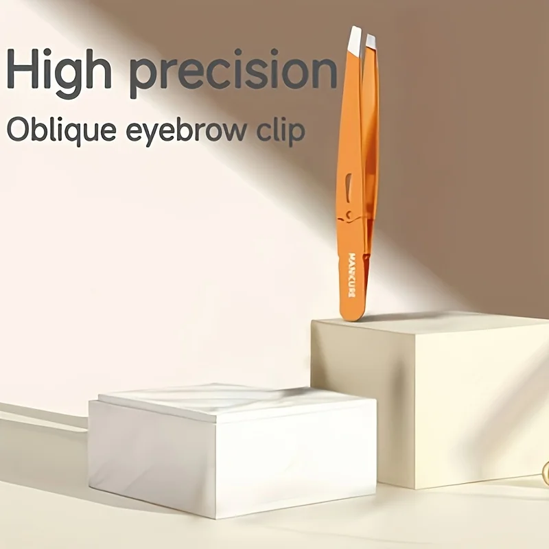 Pinça profissional de aço inoxidável - Sobrancelhas angulares, pêlos faciais - Ferramenta para aliciamento de barba e sobrancelhas - Design ergonômico