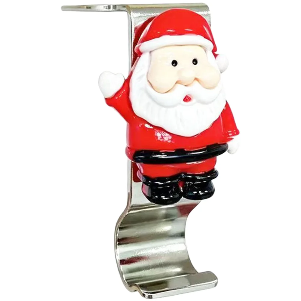 4 Piece Metal Christmas Stocking Holder Hook for Fireplace Mantel Edge Mount Santa Reindeer Tree Design 9x4x5.5cm