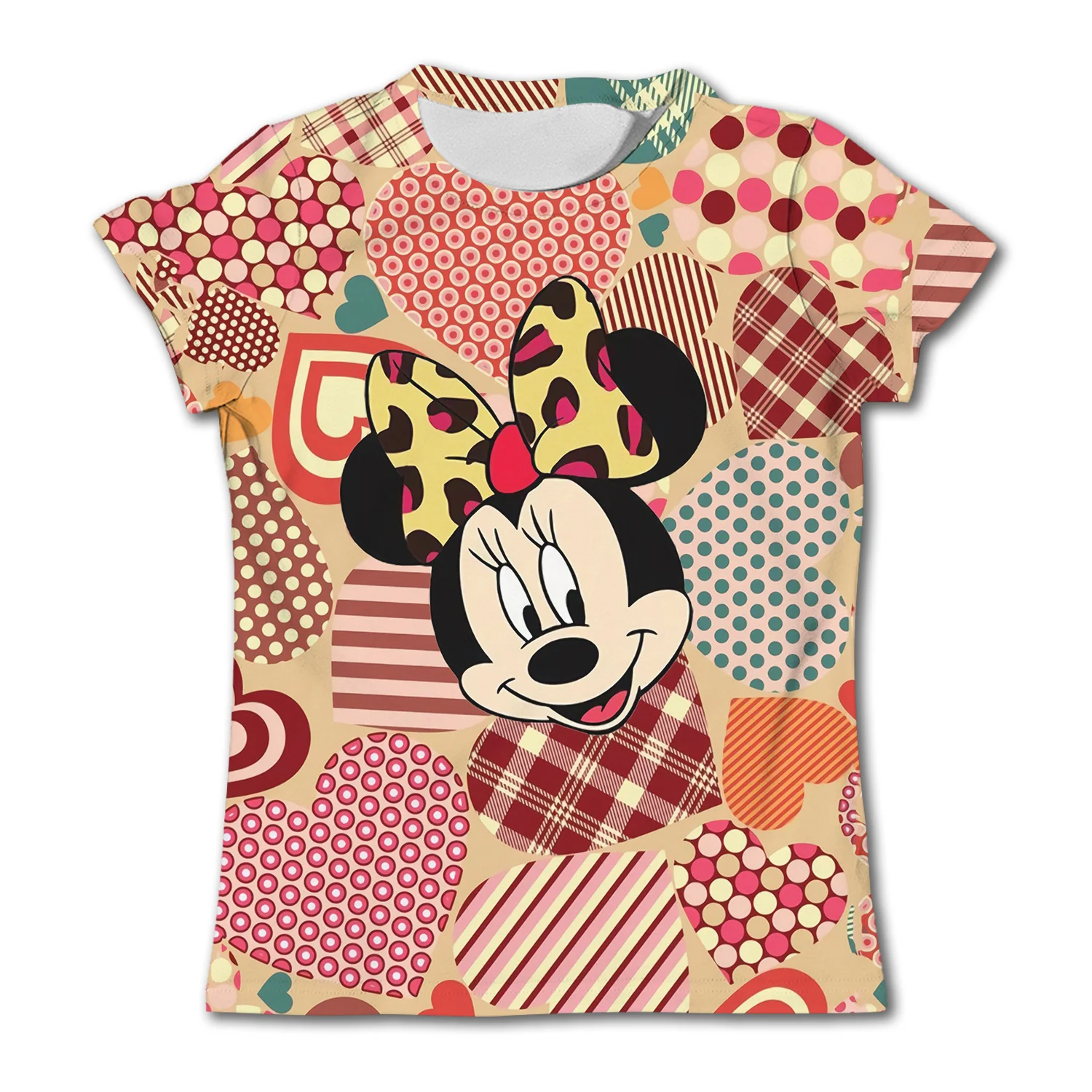 Summer Kids' Cartoon T-shirt Disney Minnie Mouse Pattern Girls Short Sleeve Casual Soft Children Boys Clothing Top Quick Drying