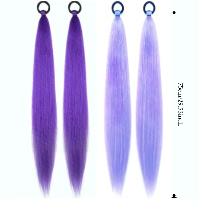 Rumi Violet – perruque synthétique queue de cheval haute détachable, résistante à la chaleur, couvre-chef de Cosplay Kpop Demon Hunter