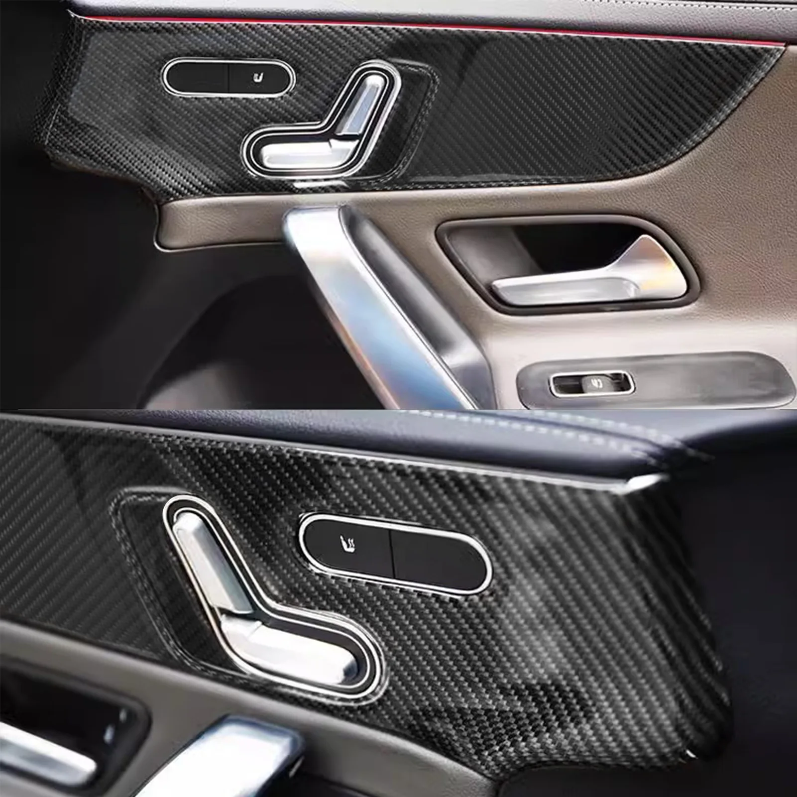 

W118 Внутренние накладки из углеродного волокна, дверные накладки, крышка 118A, класс W177, внутренняя модифицированная наклейка на дверную панель из углеродного волокна