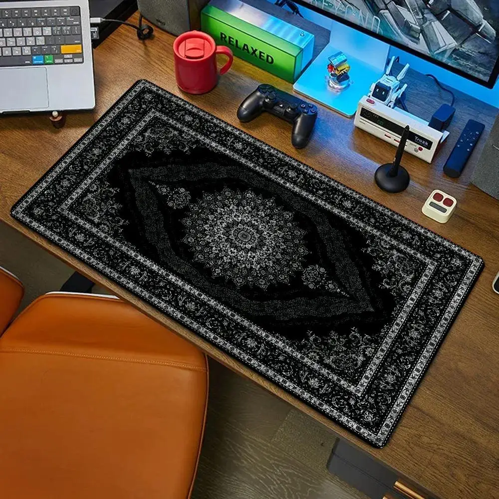 새로운 검은색 페르시아 카펫 신비한 복고풍 마우스 패드 PC 게이머 마우스패드 고무 마우스 매트 게임용 키보드 패드 사무실 책상 매트