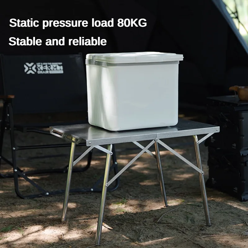 Stainless Steel Folding Table or Bowls Portable Picnic Leisure Table Outdoor Camping BBQ Heat Resistant Small Steel Table