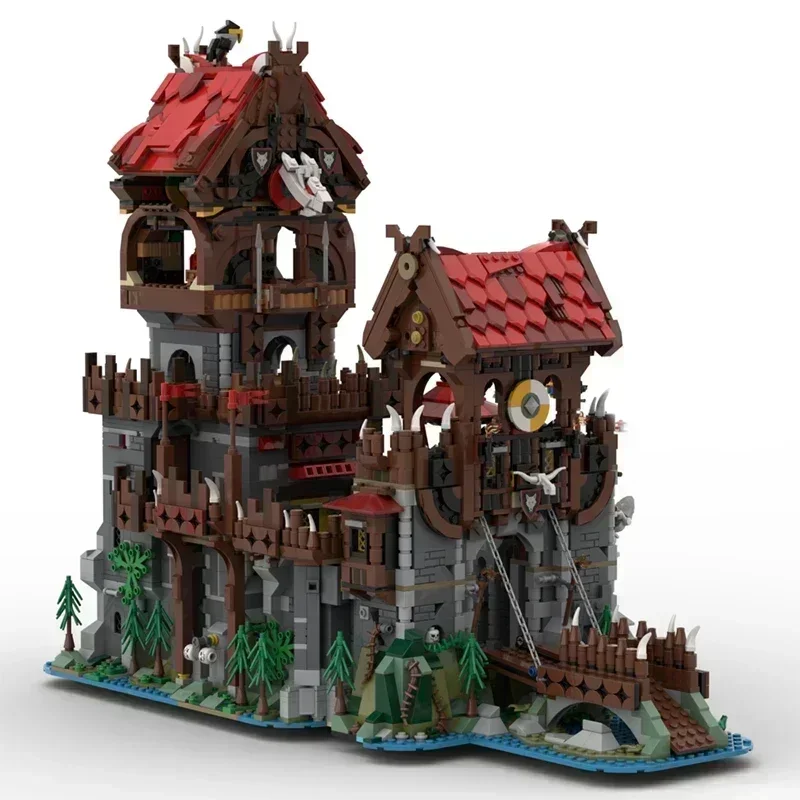 Moc قوالب بناء القلعة نموذج برج Wolfpack وتكنولوجيا سفينة القرون الوسطى وحدات كتل هدايا عيد الميلاد اللعب لتقوم بها بنفسك مجموعات الجمعية