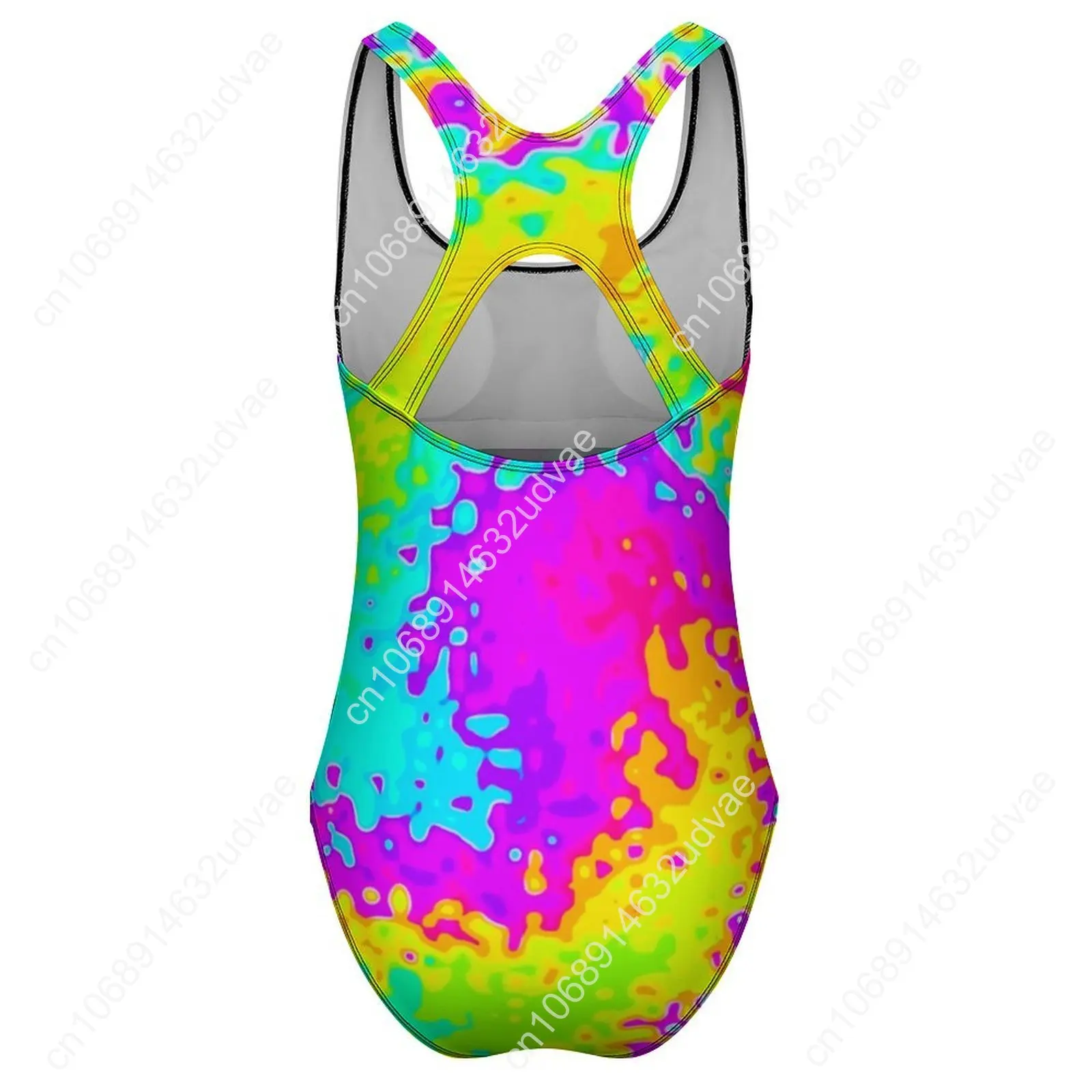 Traje de baño amarillo Tie Dye, traje de baño Sexy con estampado psicodélico de una pieza, trajes de baño Push Up, ropa de playa elegante para Fitness
