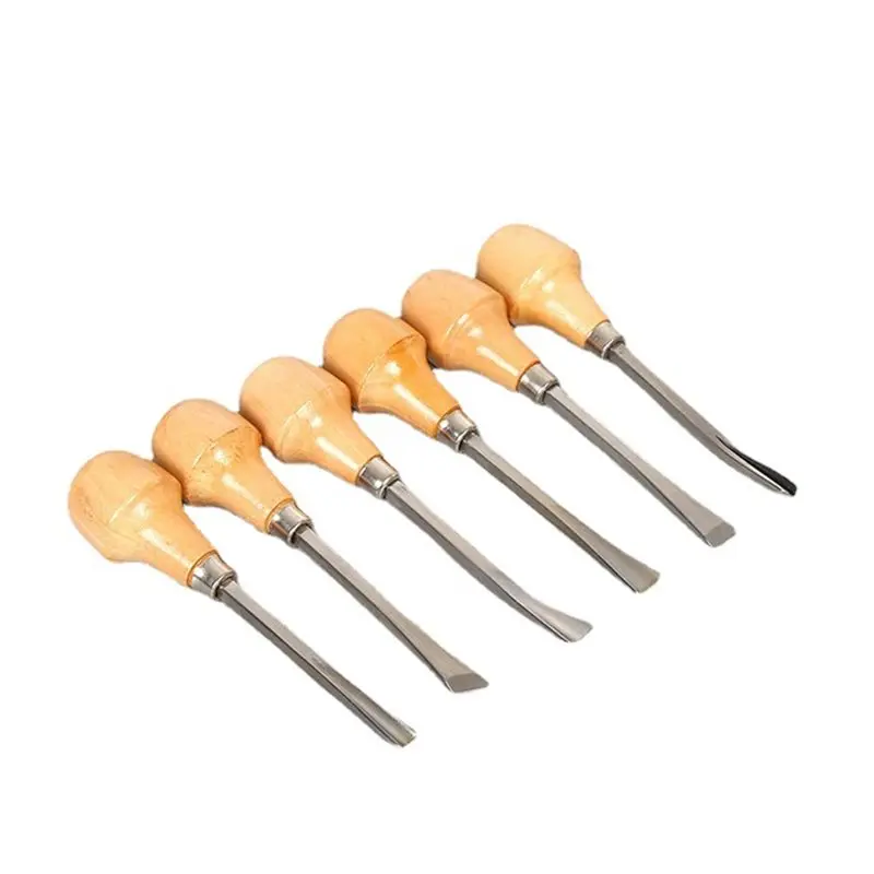 Wooden-Handled Graver Set- High-Speed Steel 6-Pieces For Metal Forging Projects