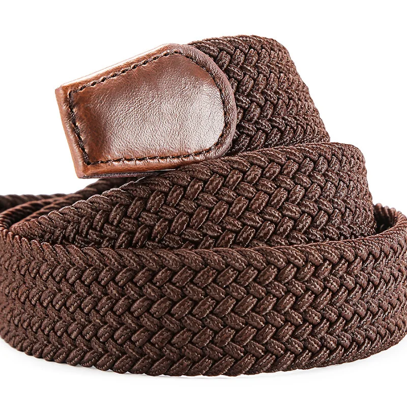 Canvas Elastic Belts for Men Women Fashion Metal Pin Buckle Braided Stretch Elastic Belt Casual Waist Leather Loop Jean Trousers