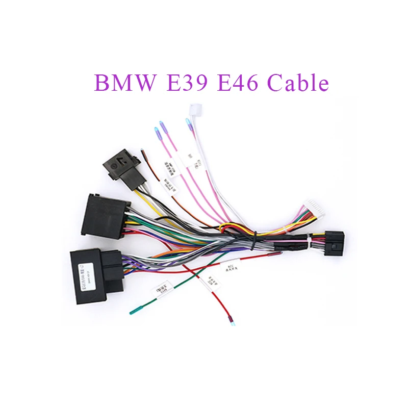 Decodificador adaptador de caja Canbus para BMW E39 E46 E90 X1 X3 con Cable de arnés de cableado de alimentación de 16 pines Android Radio estéreo