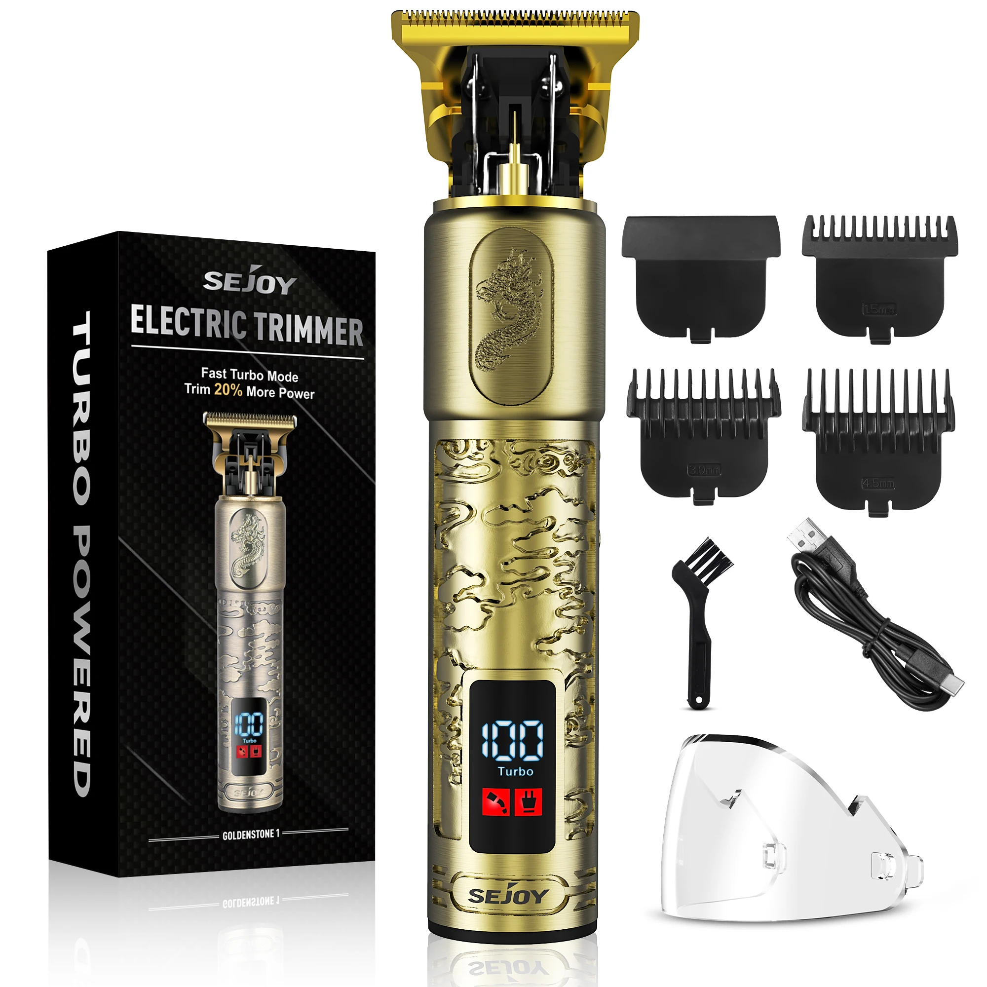 Professioneller Kabelloser Haarschneider für Friseure, Bartschneider für Männer mit Aufsteckkämmen, Wiederaufladbare Haarschneidemaschine, Reiner Kupfermotor, für Gesicht, Nacken, Intimbereich &