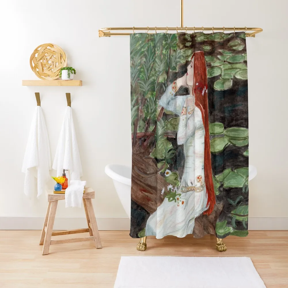

Rendition of John William Waterhouse's Ophelia Shower Curtain Elegant Bathroom Shower Bath Transparent Bathroom Shower Curtain