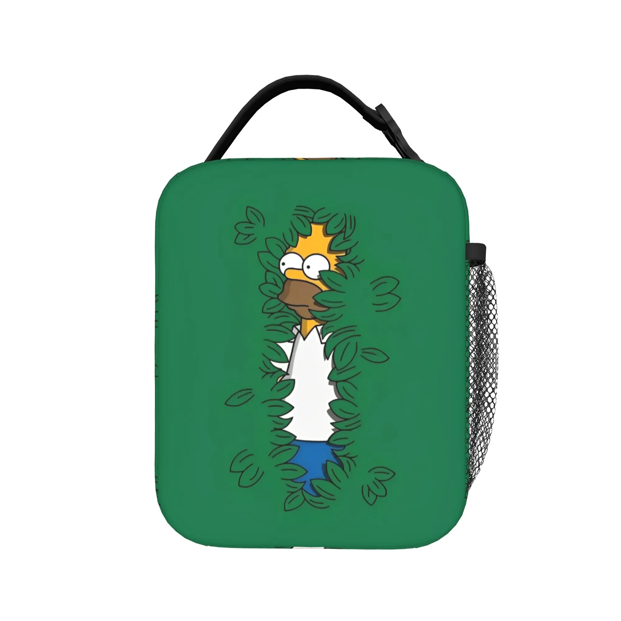 Homer In The Bushes S-Simpsons Lunch Bag  Portable Lunch Box Unisex School Designer Cooler Bag Leisure Waterproof Tote Food Bags