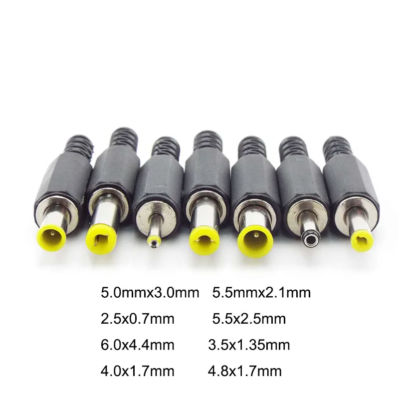 2/10x DC Male Jack Power Plug Connector Adapter 3.5x1.35mm 4.0x1.7mm 4.8x1.7mm 5.5x2.1mm 2.5 Male jack Socket Adaptor audio CCTV