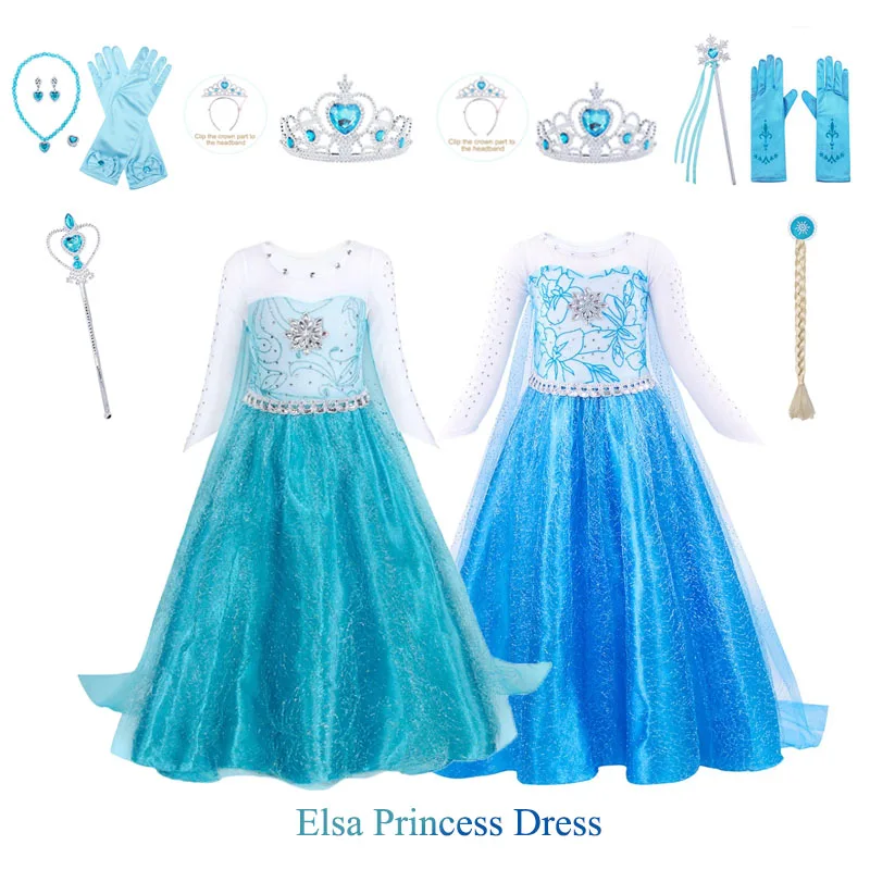 

Girls Snow Queen Elsa Cosplay Costumes for Girls Carnival Party Prom Gown Robe-Playing Children Clothing Frozen Princess Dress