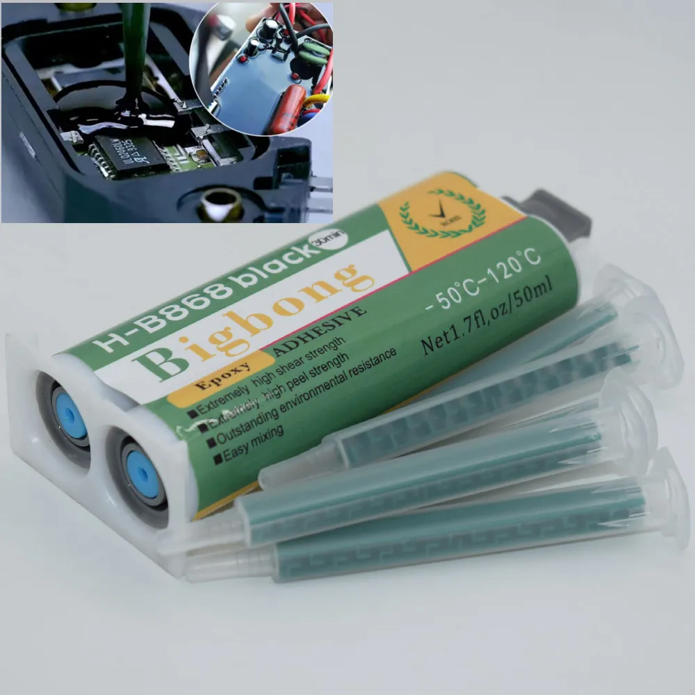 5 Stück statische Mischdüsen, Mischrohr und 50 ml schwarzer AB-Klebstoff 1:1, Epoxidharz, struktureller Klebstoff, hochtemperaturbeständiger, starker Epoxidklebstoff. – Detail 4