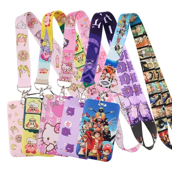 카드홀더 Gengar 목 스트랩 끈 키체인, ID 신용 카드 커버, 걸이식 로프 키링 랜야드, 애니메이션 액세서리 선물