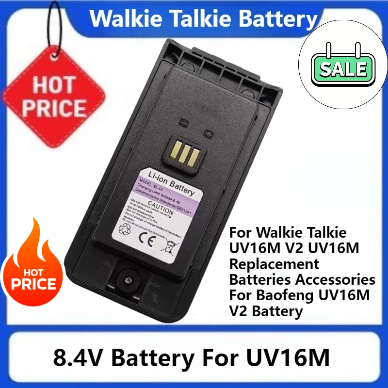

Для рации UV16M V2 UV16M Сменные аккумуляторы Аксессуары для Baofeng UV16M V2 Батарея Type-C Порт зарядки Литий-ионный аккумулятор
