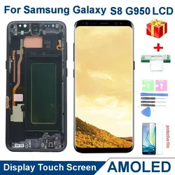 삼성 갤럭시 S8 슈퍼 아몰레드 LCD G950 G950F SM-G950F/DS SM-G950FG G950U LCD 디스플레이 터치 스크린 디지털 어셈블리