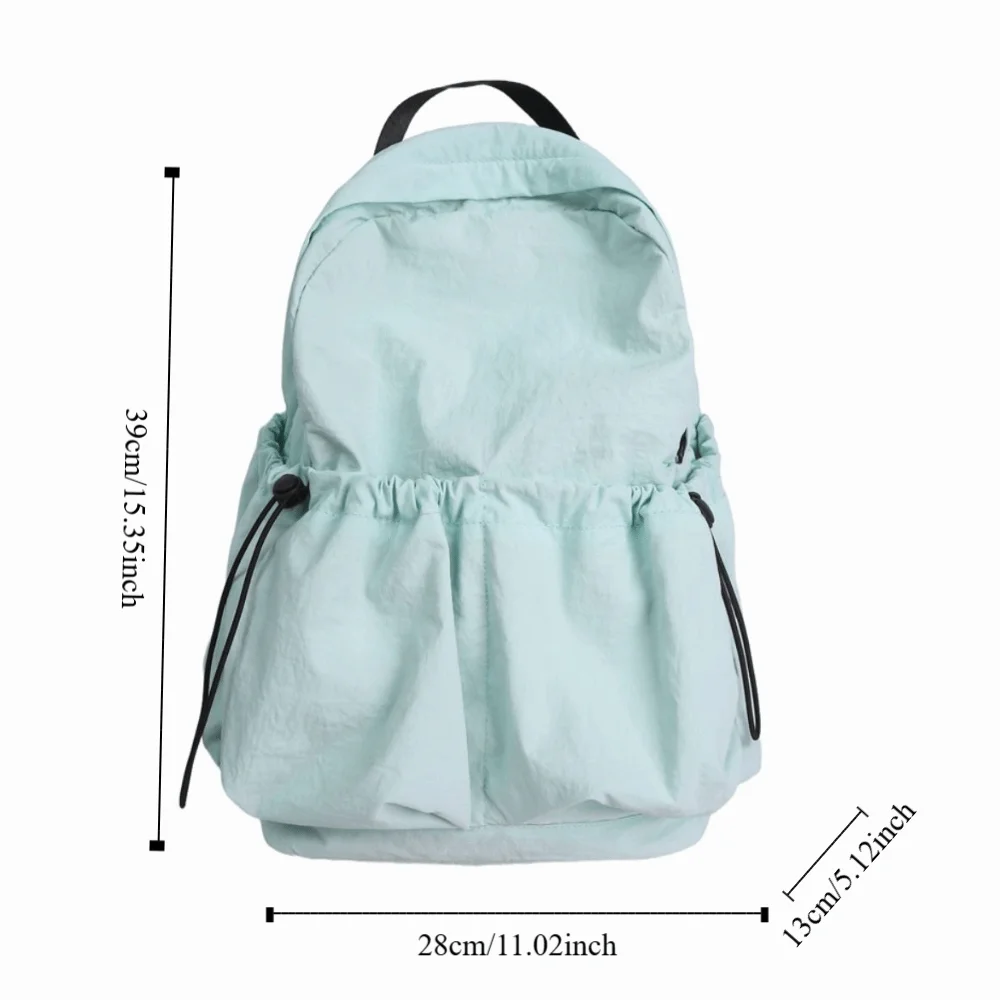 حقيبة ظهر رياضية من النايلون على الطراز الكوري بلون سادة وحقيبة كتف بجيوب متعددة وحقيبة ظهر كاجوال هدية