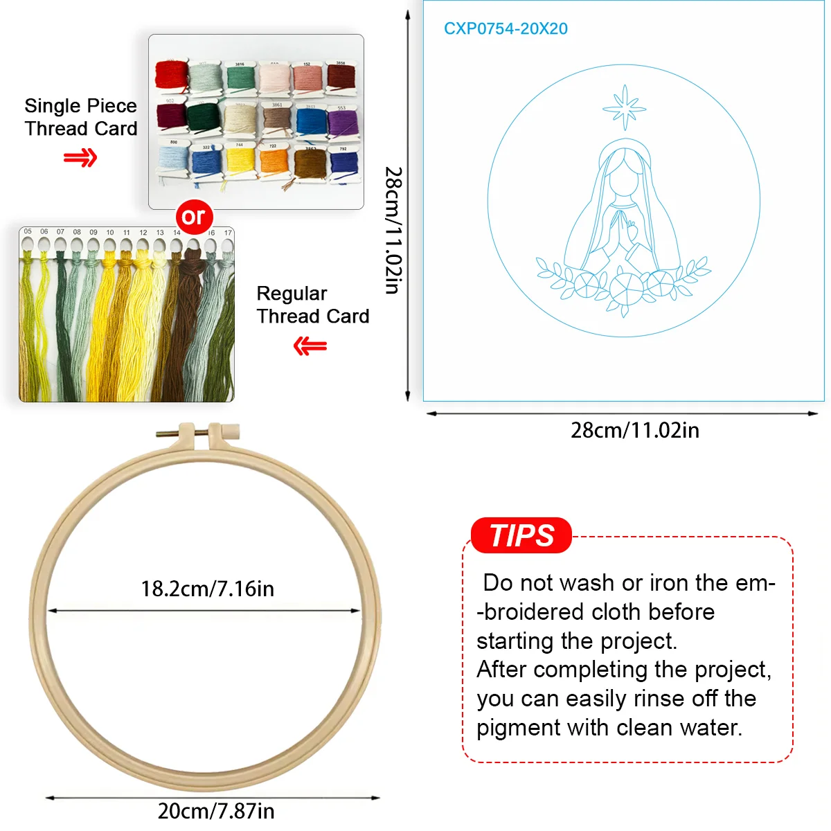 1 Stück 20X20CM/15X15CM 7,87/6,3 Zoll Bodhisattva-Tasche Stickerei-Starter-Kit DIY-Kit DIY-Stickerei-Set Handarbeiten Malerei – Detail 6
