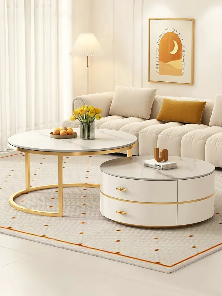 Cream Wind Rock Board Coffee Table, Living Room, Home, Modern, Simple, Online Celebrity, Affordable Luxury, Small Apartment, TV
