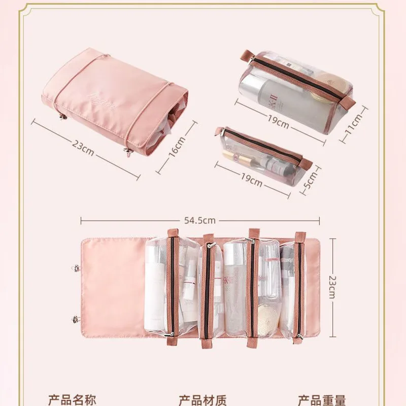 Korean Version Large-Capacity Portable Makeup Bag Travel Toiletries Bag with Detachable Eyebrow Pencil Storage