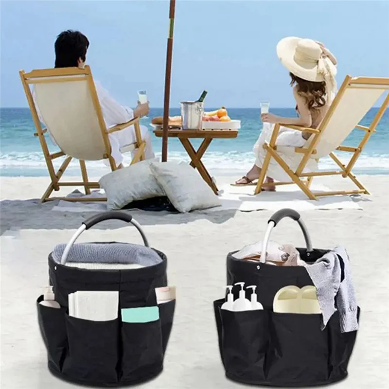 

PTST Dark Blue Portable Foldable Storage Bag Gardening Tool Bag Manual Tool Bag Planting Props Shopping Camp Basket 28Cm X 28Cm
