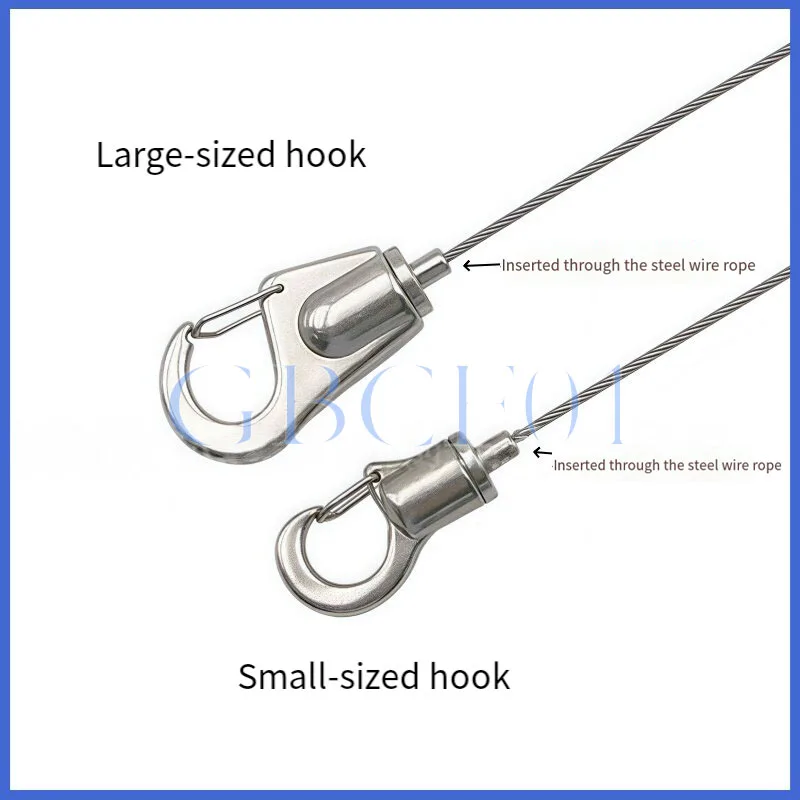 Adjustable Hook, Steel wire rope hook with automatic lock hook, ceiling decoration lamp gallery, art painting hook, hardware acc